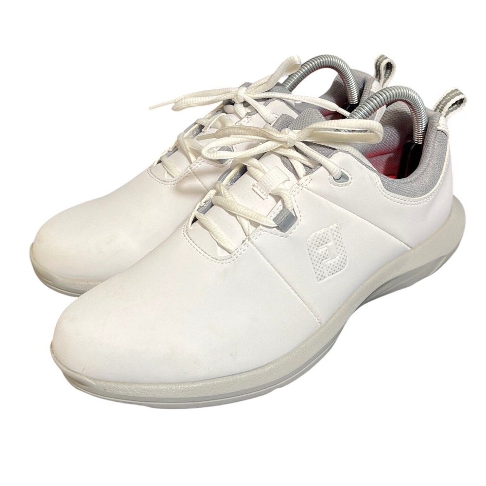 FootJoy‎ eComfort Golf Shoes Women's 10 White Leather Waterproof Spiked Lace Up